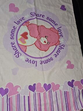 Care Bears Vintage Pink and Purple Striped Twin Doublesided Pillowcase